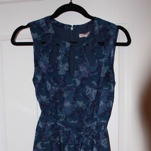 Knee-length chiffon cutout neck dress